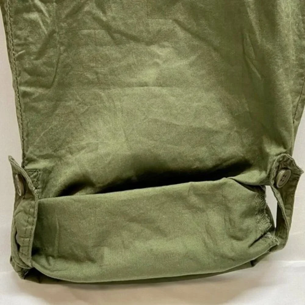 Woman Within Cargo Pants Women's 18W Olive Green Cotton Casual Roll Tab Cuff NWT